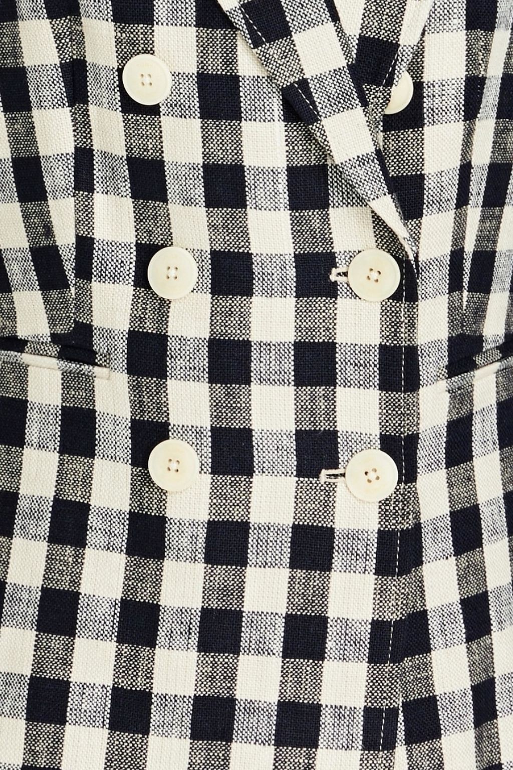 TORY BURCH Double-breasted gingham linen blazer