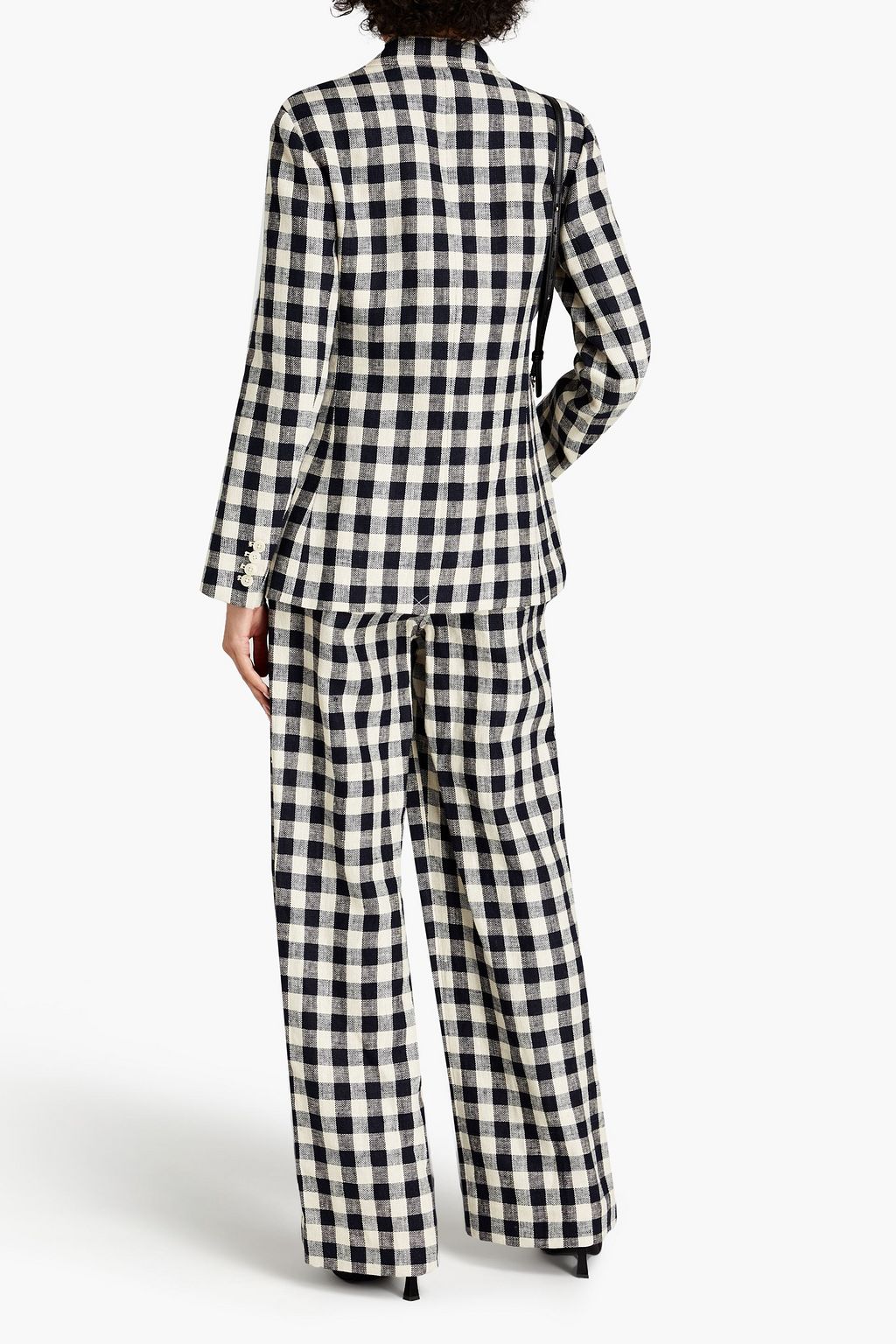 TORY BURCH Double-breasted gingham linen blazer