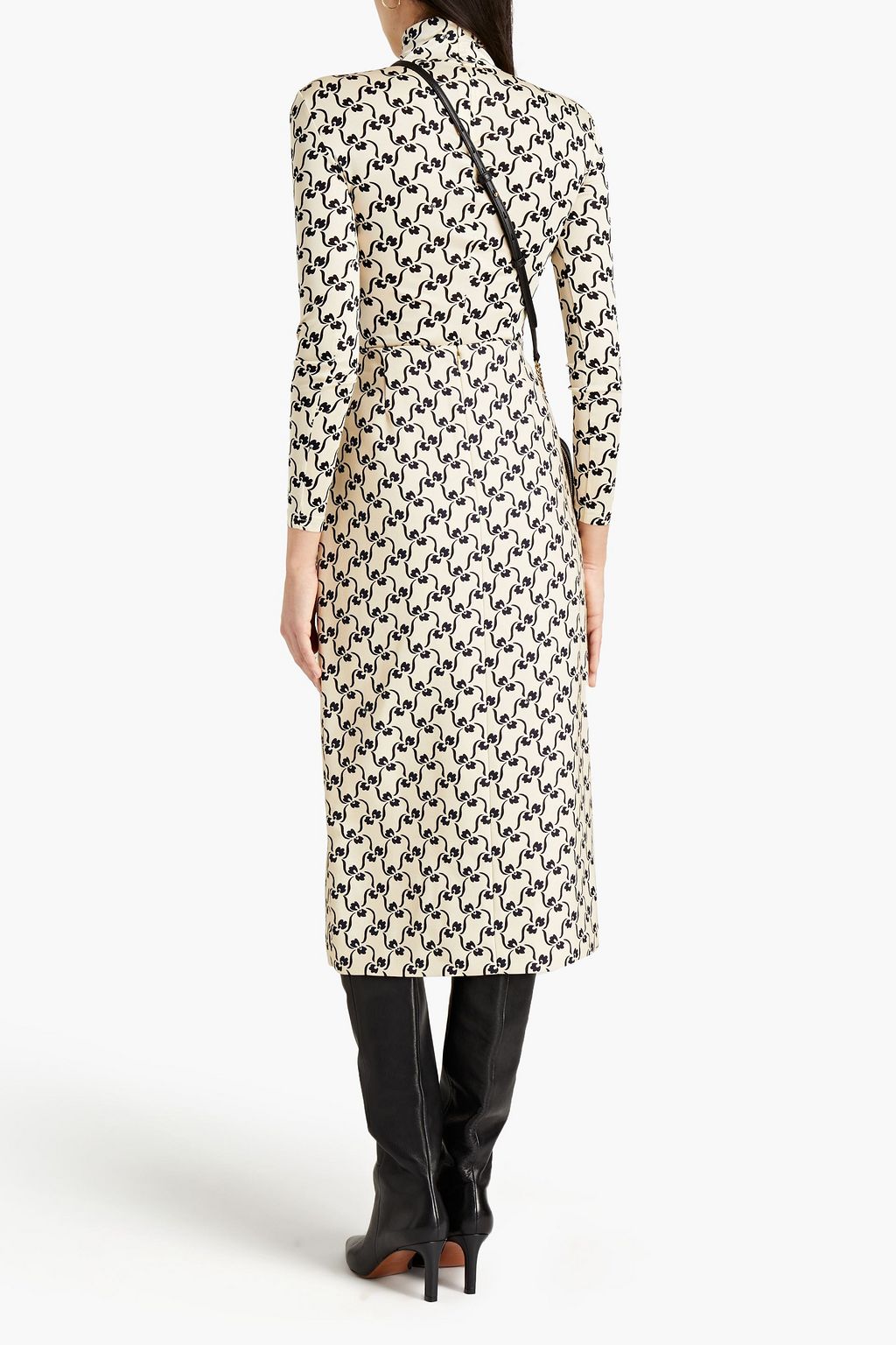 TORY BURCH Embellished printed crepe pencil skirt