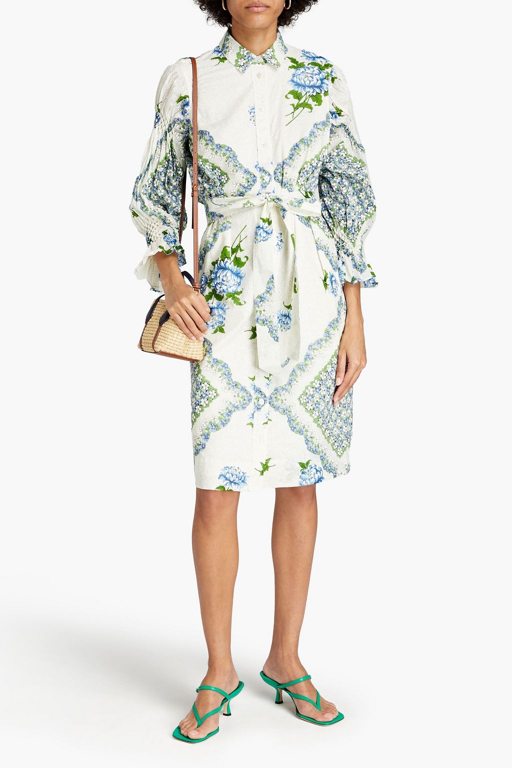 TORY BURCH Floral-print cotton-mousseline shirt dress