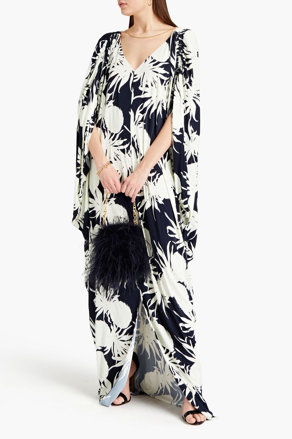OSCAR DE LA RENTA Printed satin-jersey kaftan
