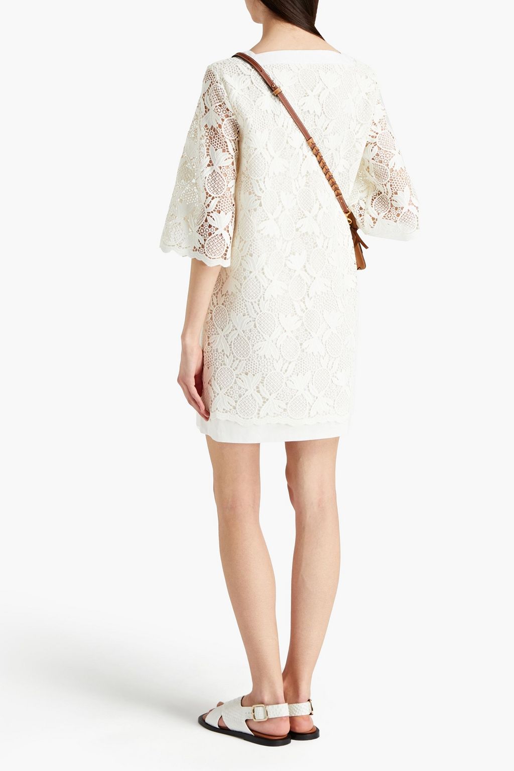 SEE BY CHLOÉ Layered poplin and guipure lace mini dress