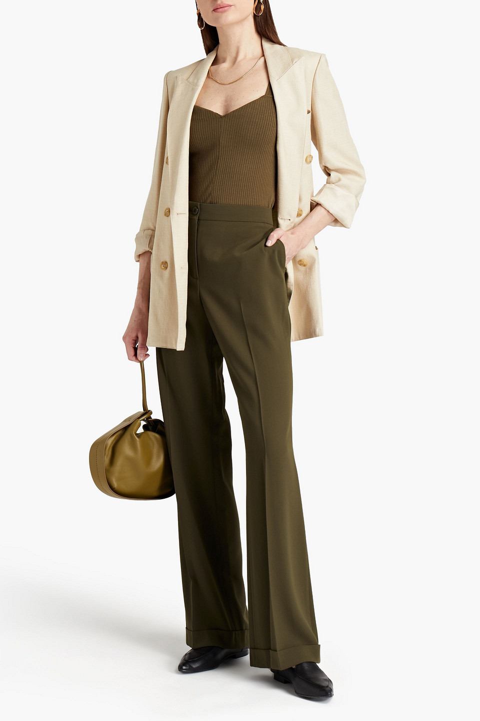 See By Chloé Crepe Bootcut Trousers In Green