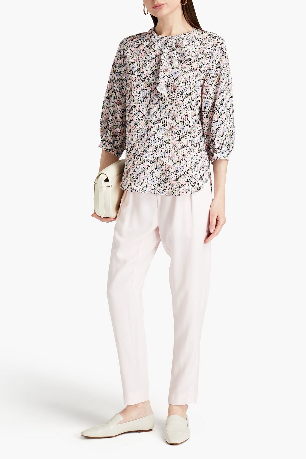SEE BY CHLOÉ Ruffled gathered printed crepe top