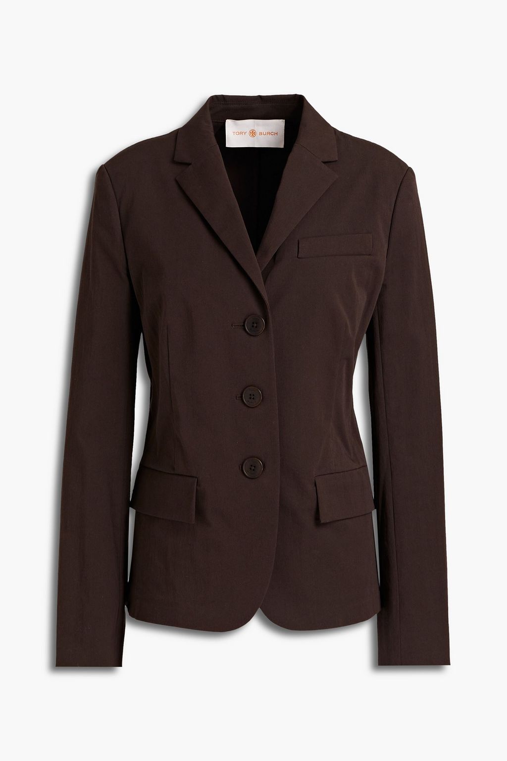 Chocolate Cotton-blend twill blazer | TORY BURCH | THE OUTNET