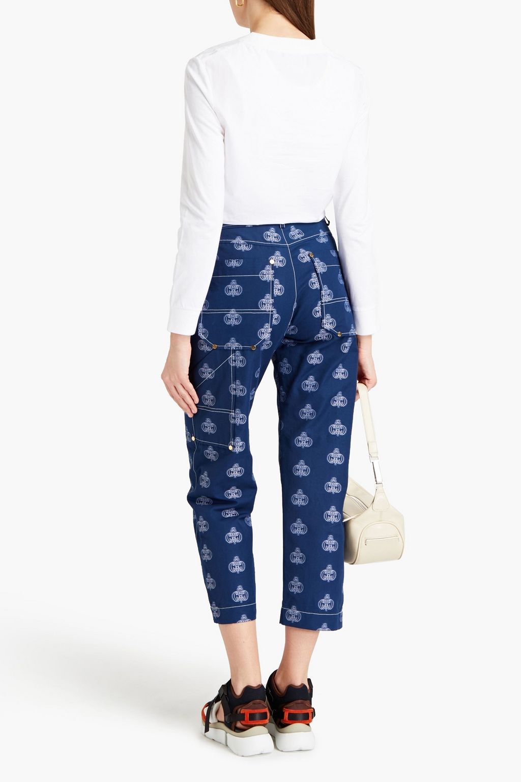 CHLOÉ Cropped cotton-jacquard straight-leg pants