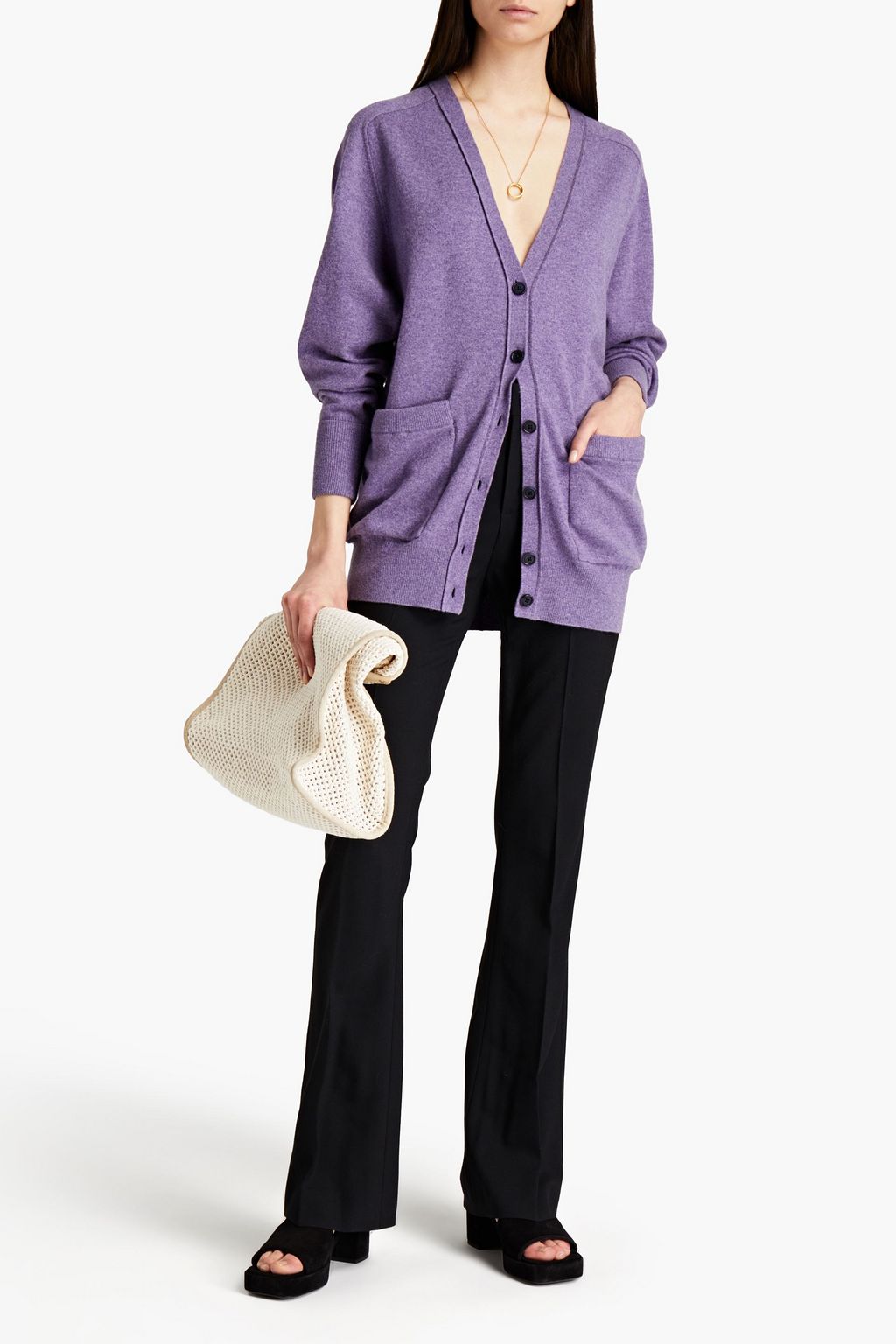 CHLOÉ Wool-blend crepe flared pants