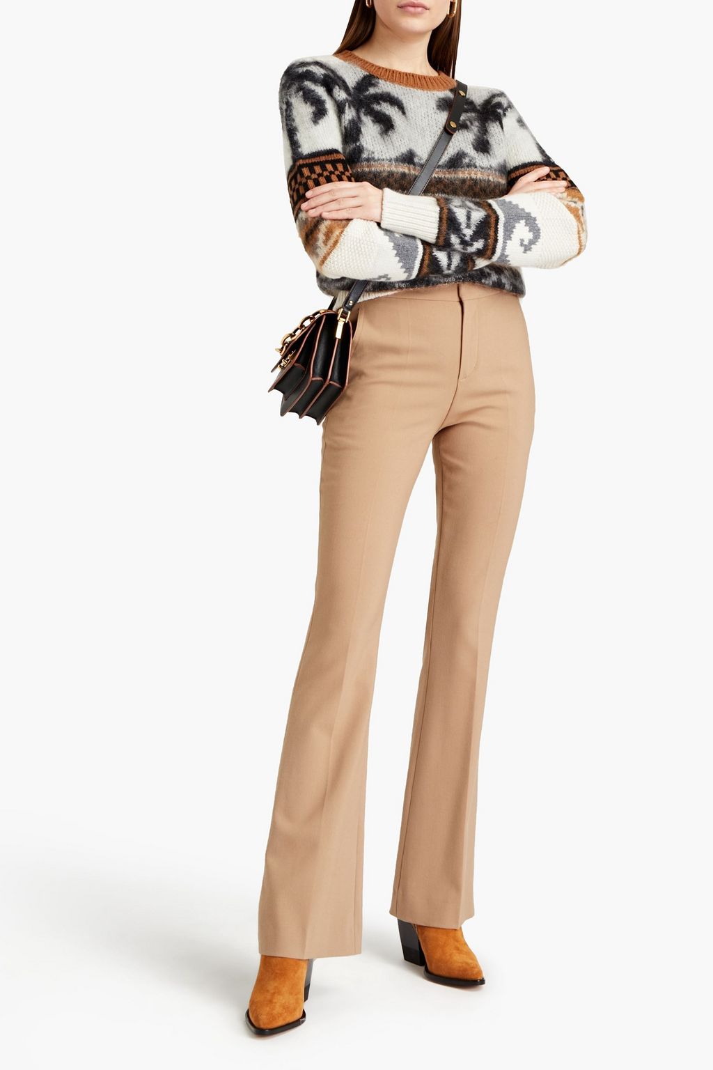 CHLOÉ Wool-blend crepe flared pants