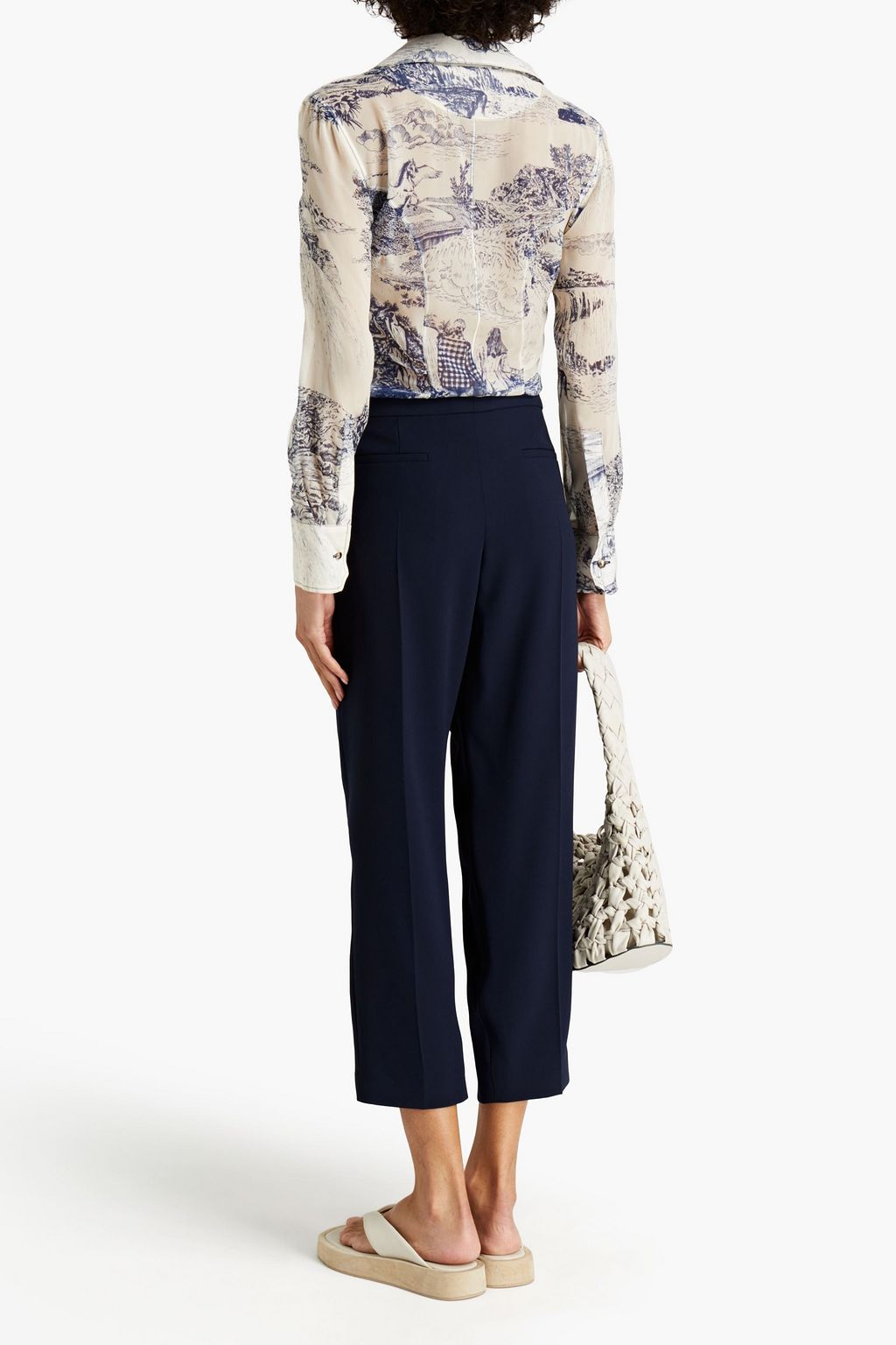 CHLOÉ Cropped satin-crepe tapered pants