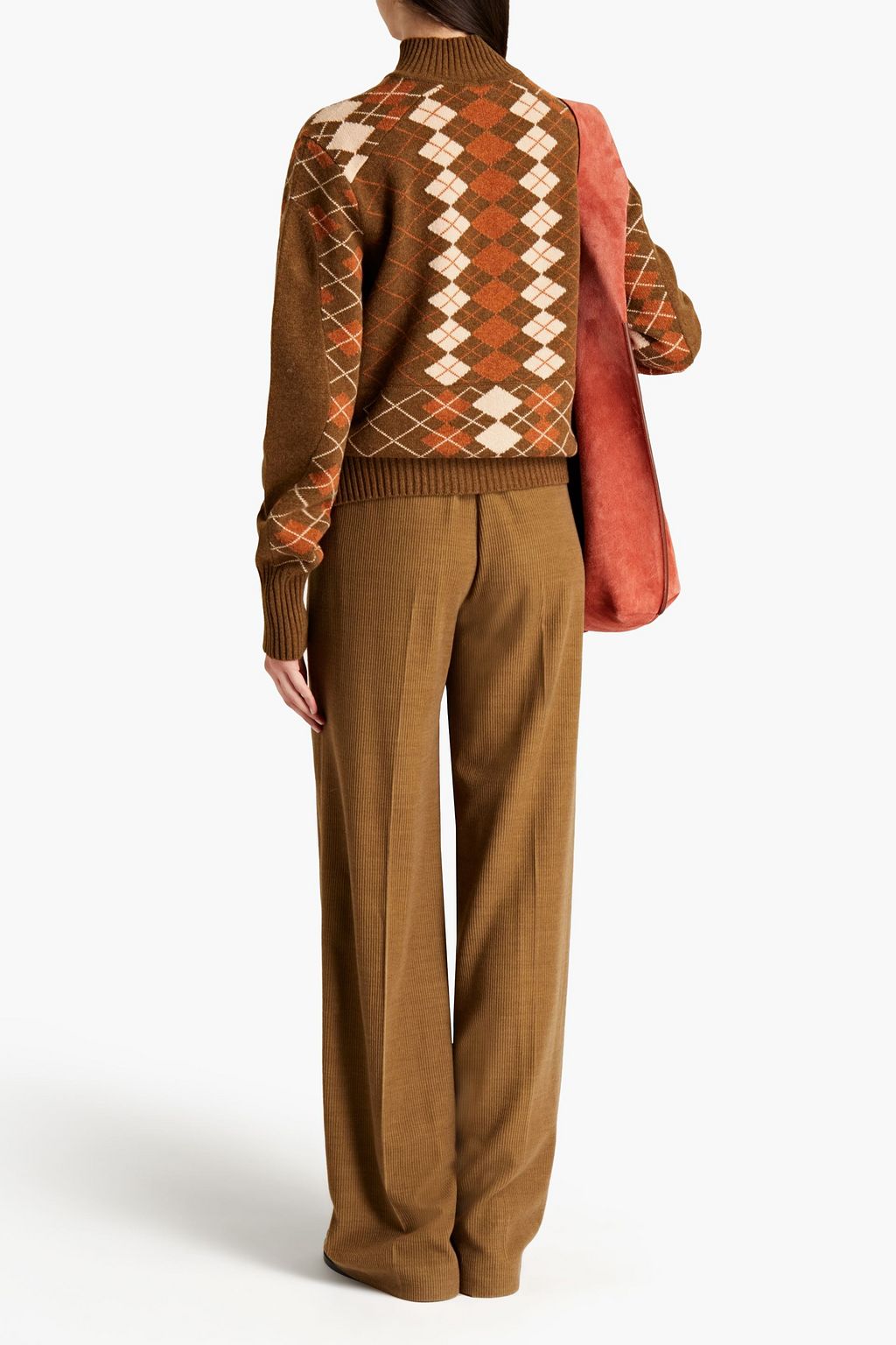 CHLOÉ Argyle wool and cashmere-blend turtleneck sweater