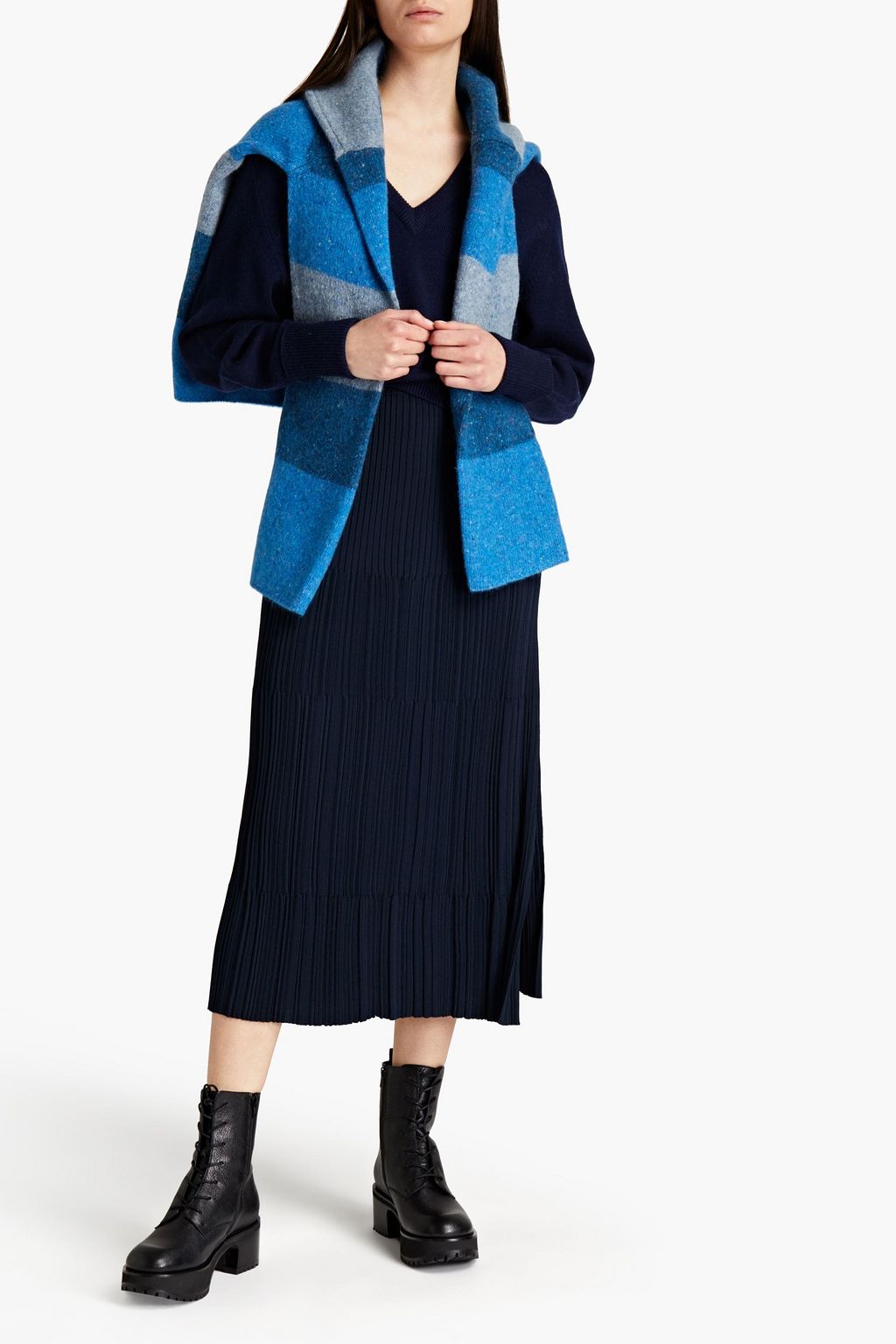 CHLOÉ Ribbed-knit midi skirt