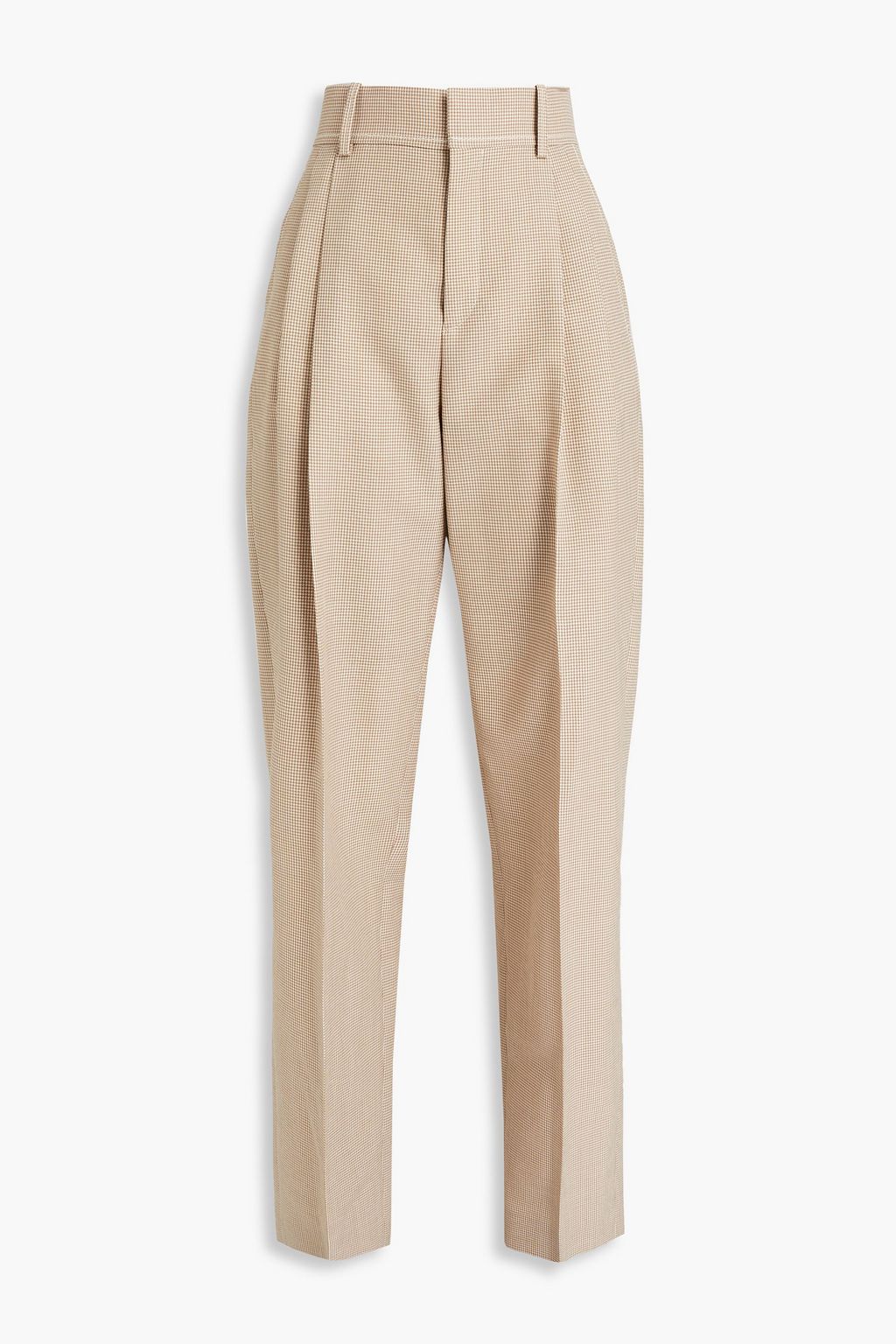 Beige Pleated houndstooth wool straight 