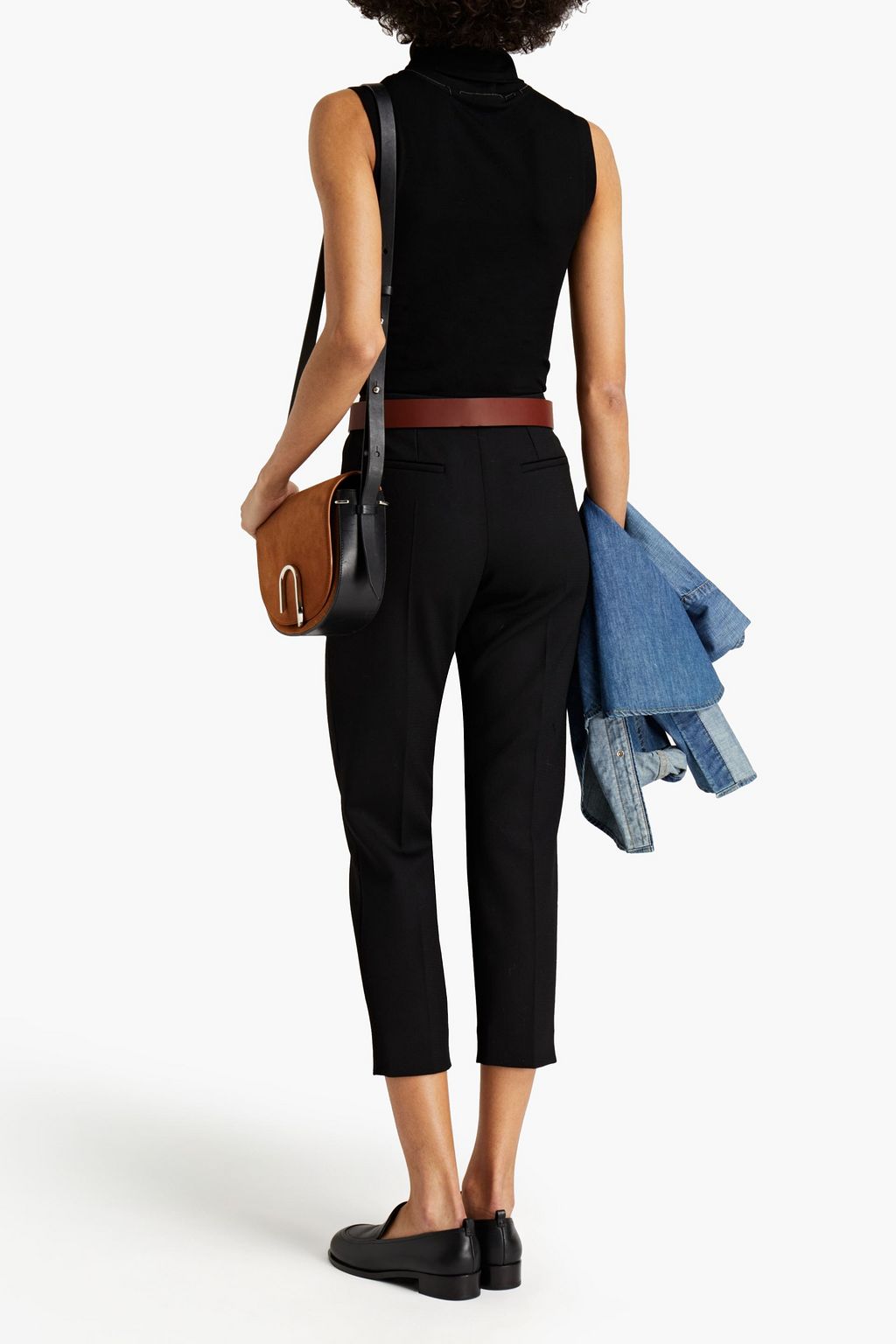 CHLOÉ Cropped wool-blend twill slim-leg pants