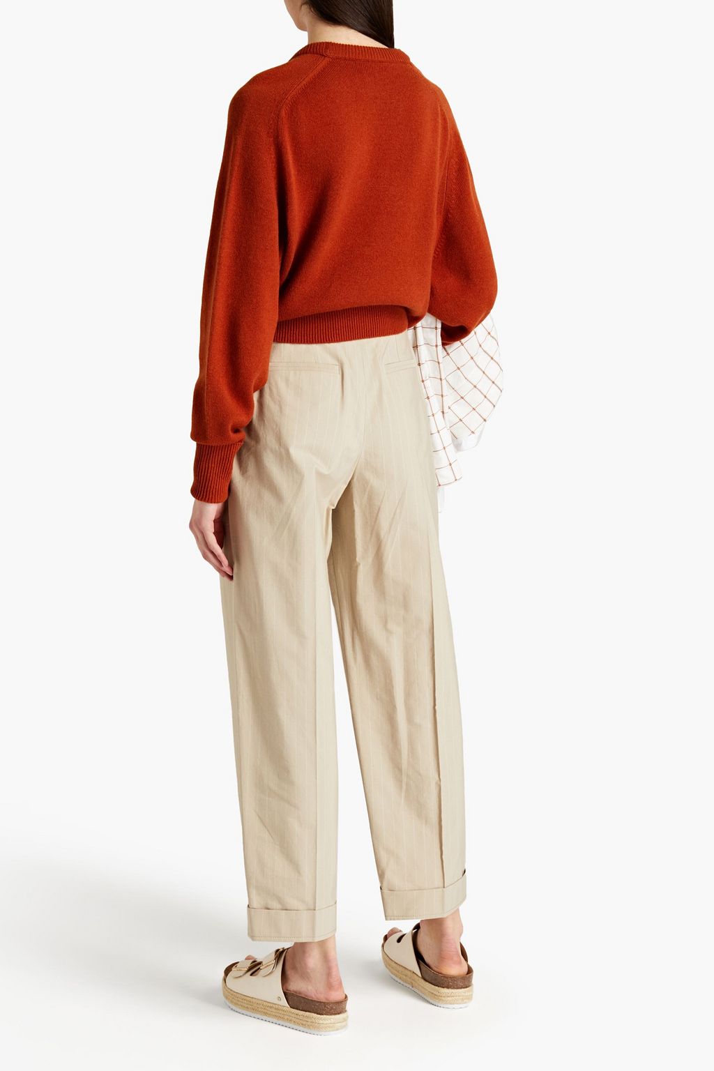 CHLOÉ Cropped pinstriped cotton-blend straight-leg pants