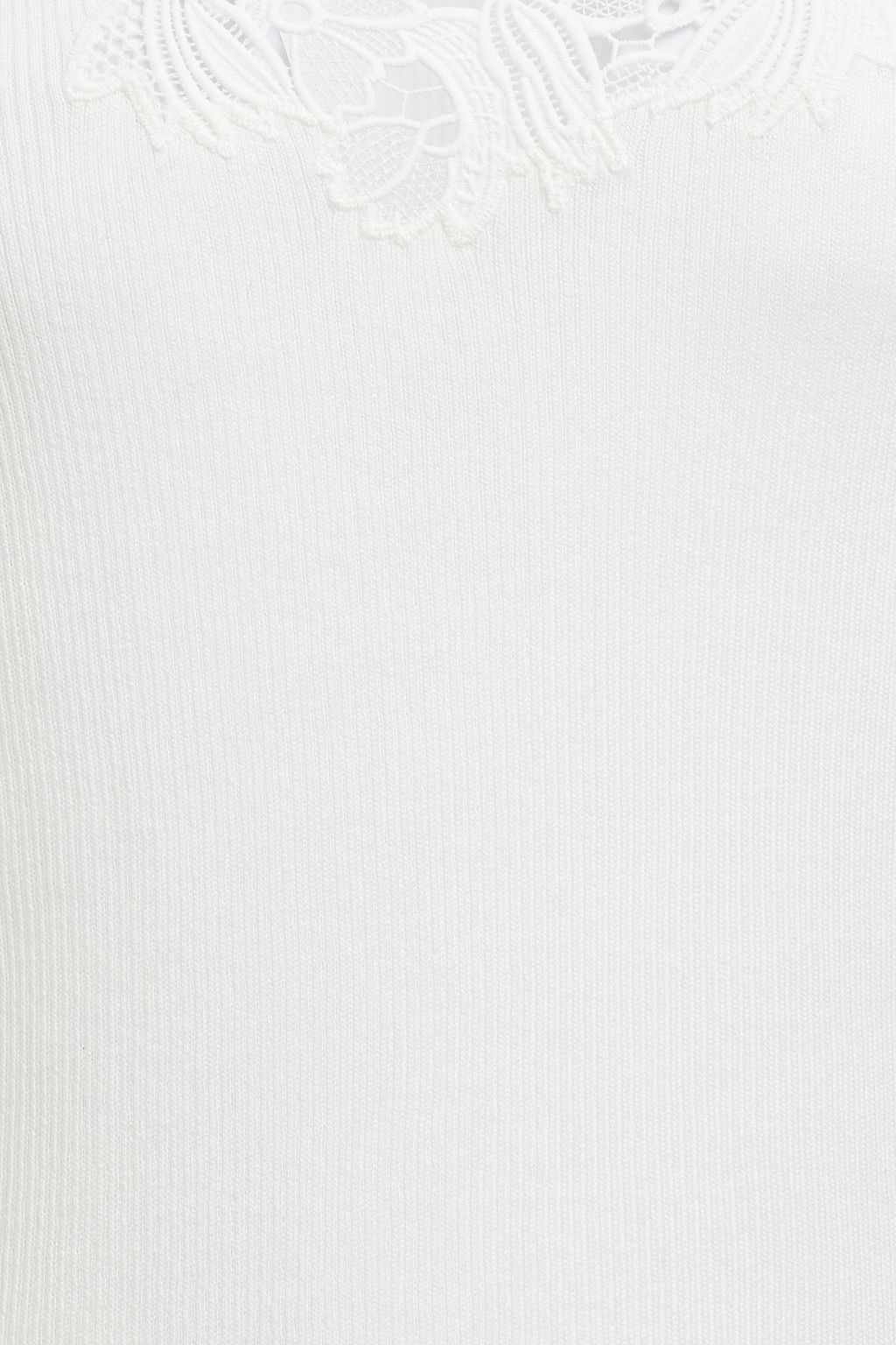 CHLOÉ Guipure lace-trimmed ribbed cotton-jersey tank