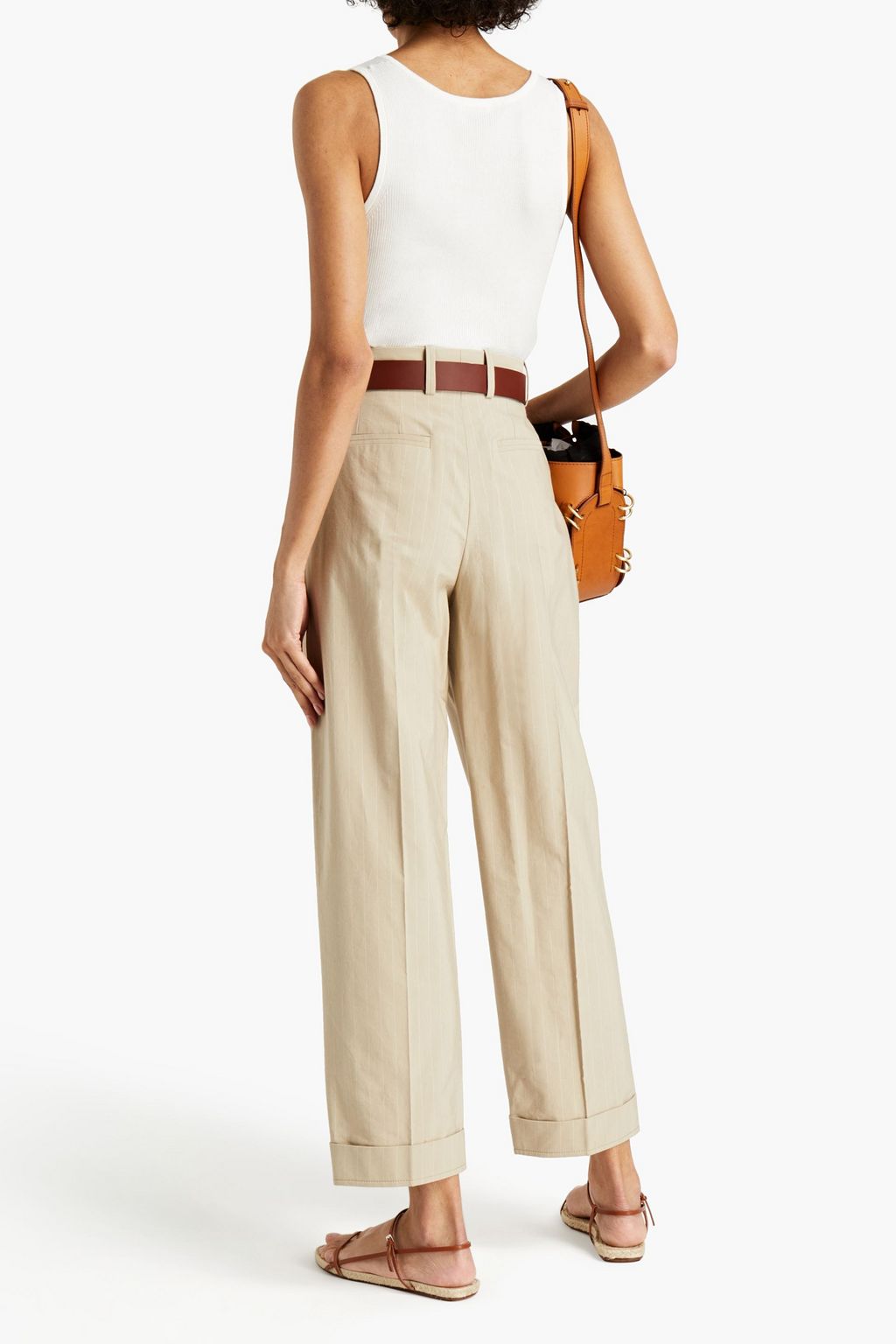CHLOÉ Guipure lace-trimmed ribbed cotton-jersey tank