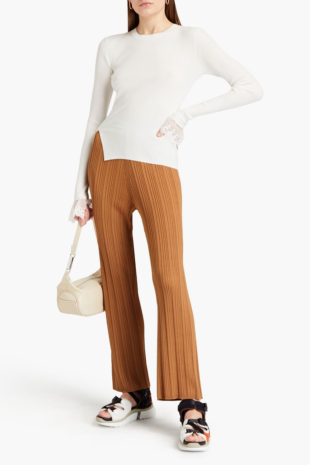 CHLOÉ Ribbed cupro-blend top