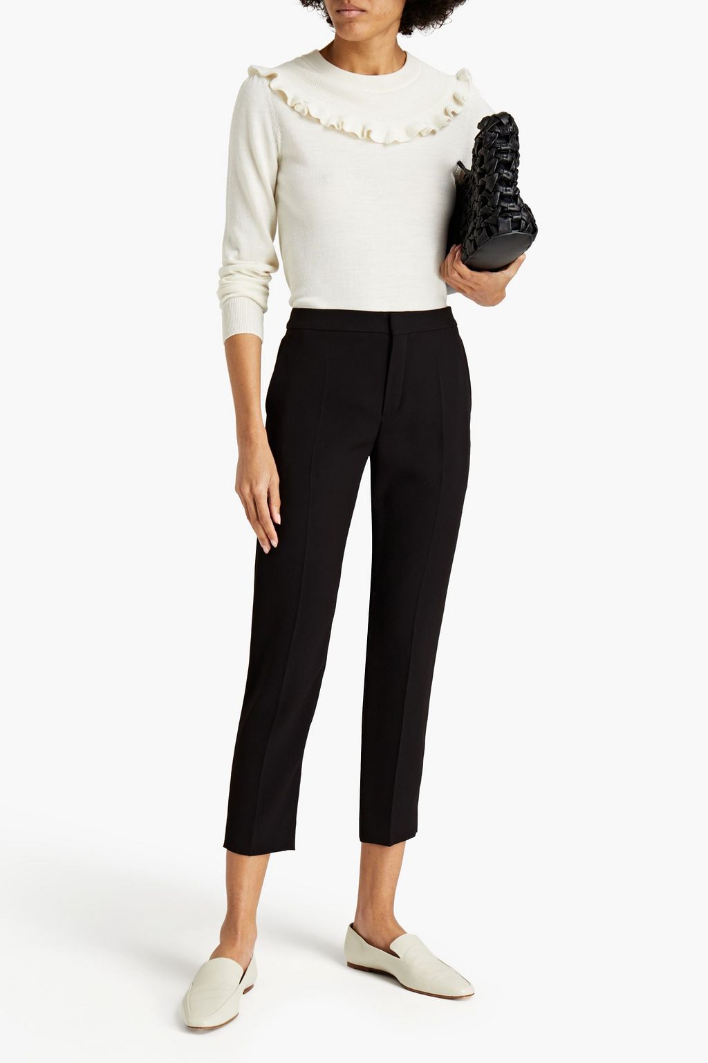 CHLOÉ Cropped crepe slim-leg pants