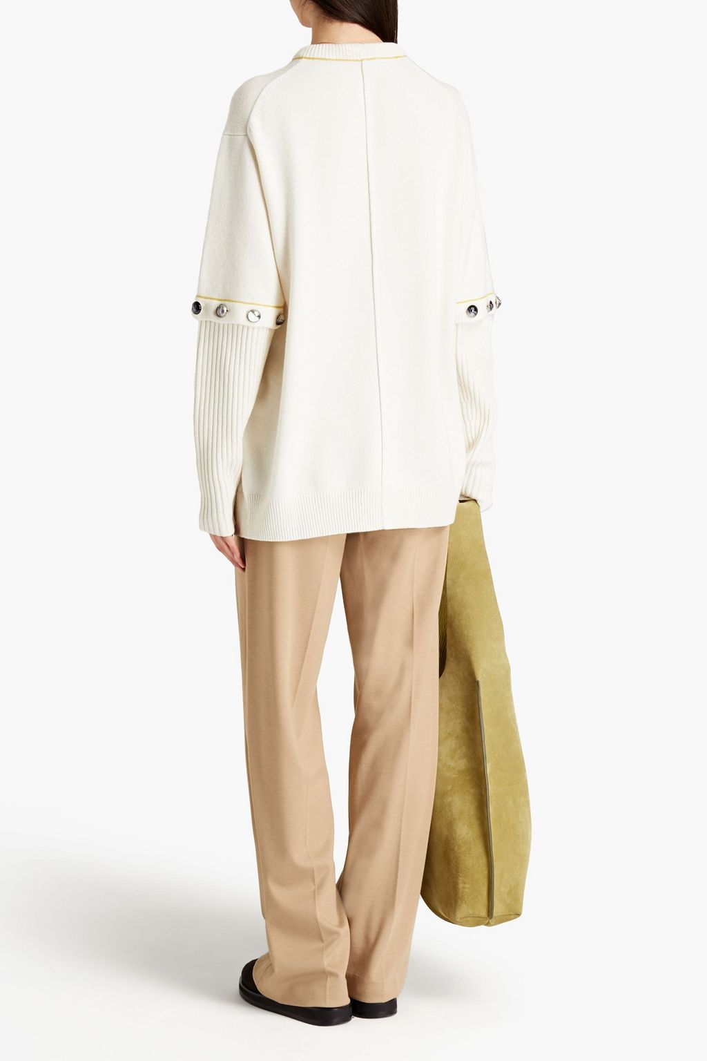 CHLOÉ Oversized button-detailed wool-blend sweater