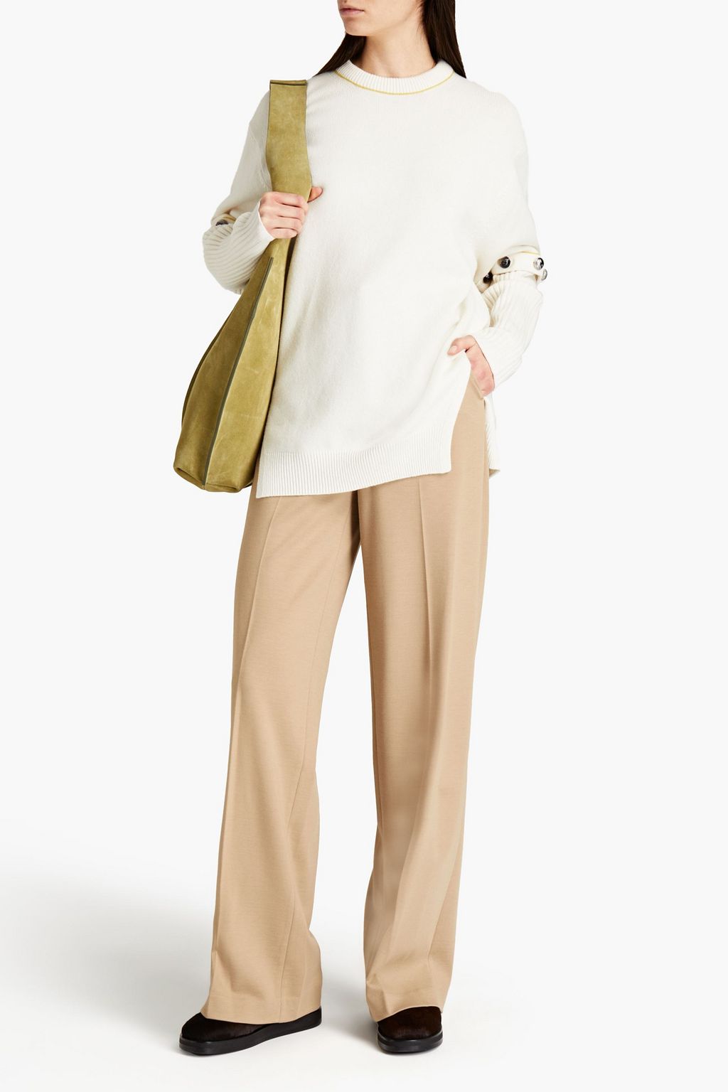 CHLOÉ Oversized button-detailed wool-blend sweater
