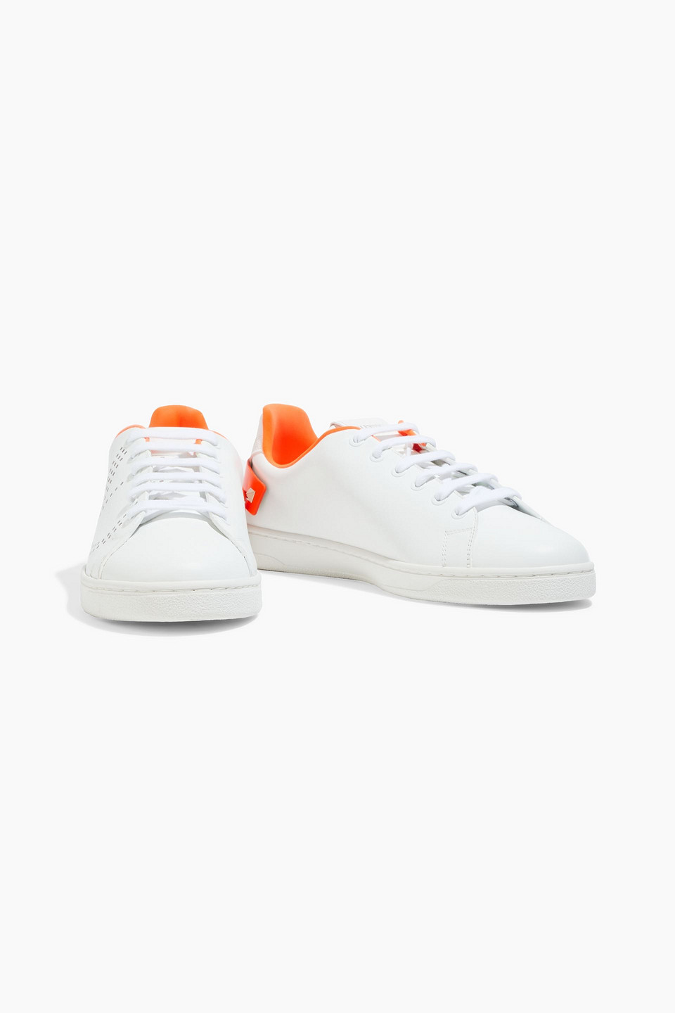 Valentino Backnet Perforated Leather Sneakers In Bright Orange