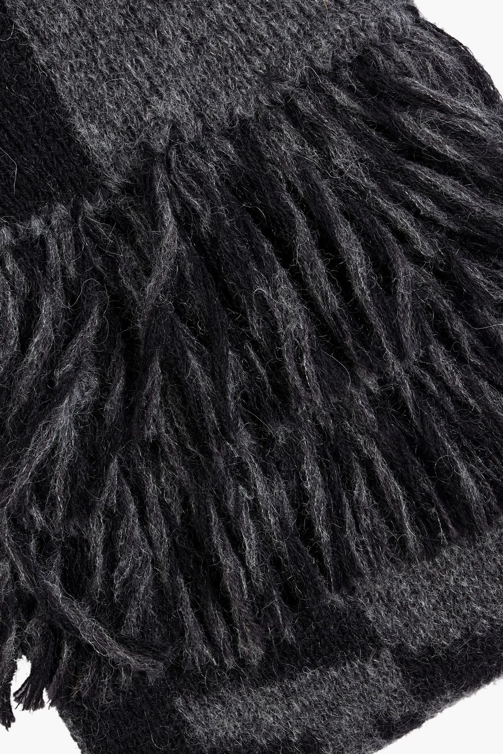 SAINT LAURENT Fringed jacquard-knit wool-blend scarf