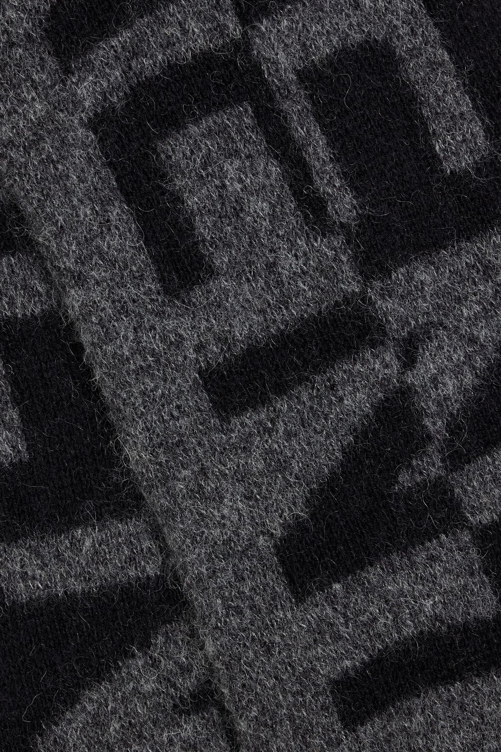 SAINT LAURENT Fringed jacquard-knit wool-blend scarf