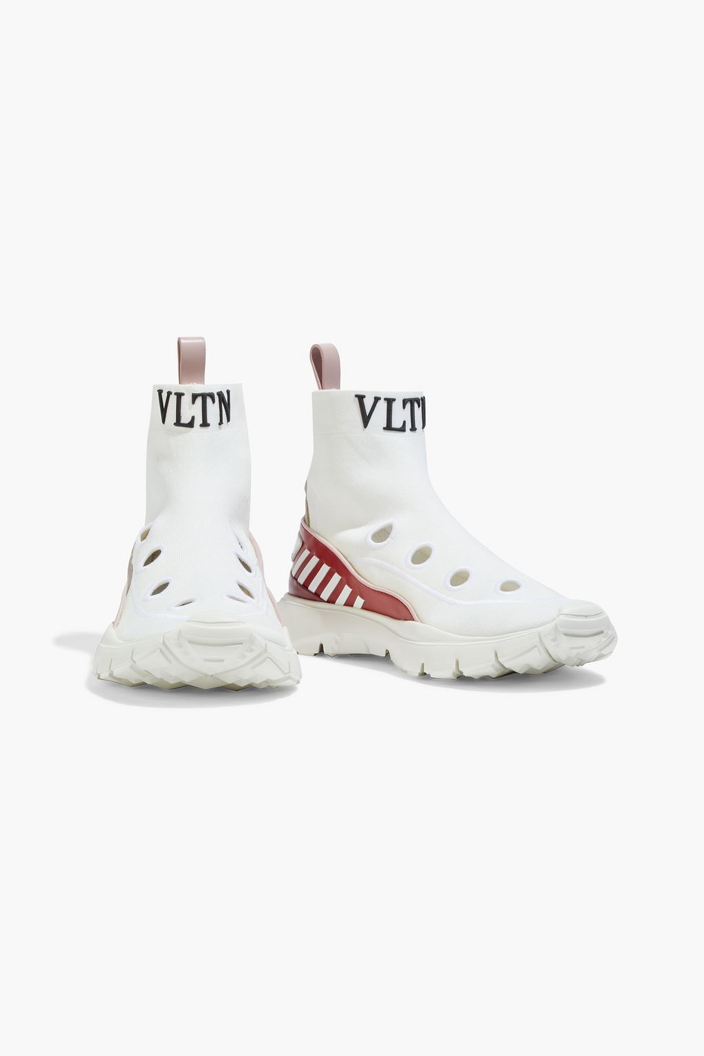 VALENTINO GARAVANI Cutout stretch-knit high-top | Sale up to 70% off | THE