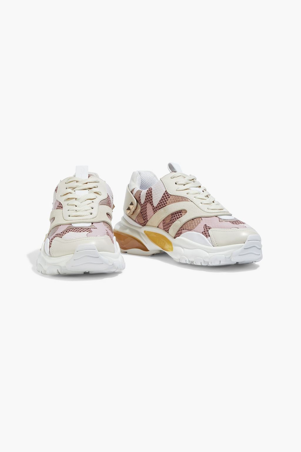 VALENTINO GARAVANI Leather-trimmed coated mesh sneakers