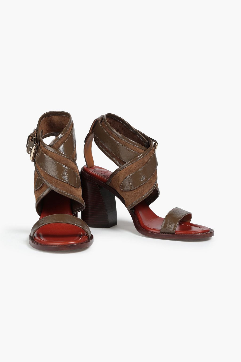 CHLOÉ Suede and textured-leather sandals