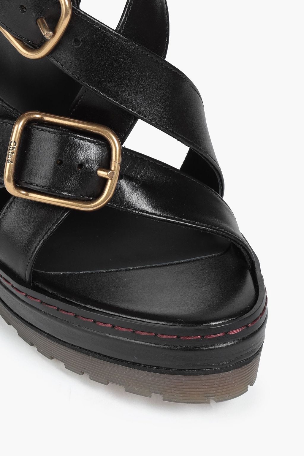 Black Buckle-detailed leather sandals 
