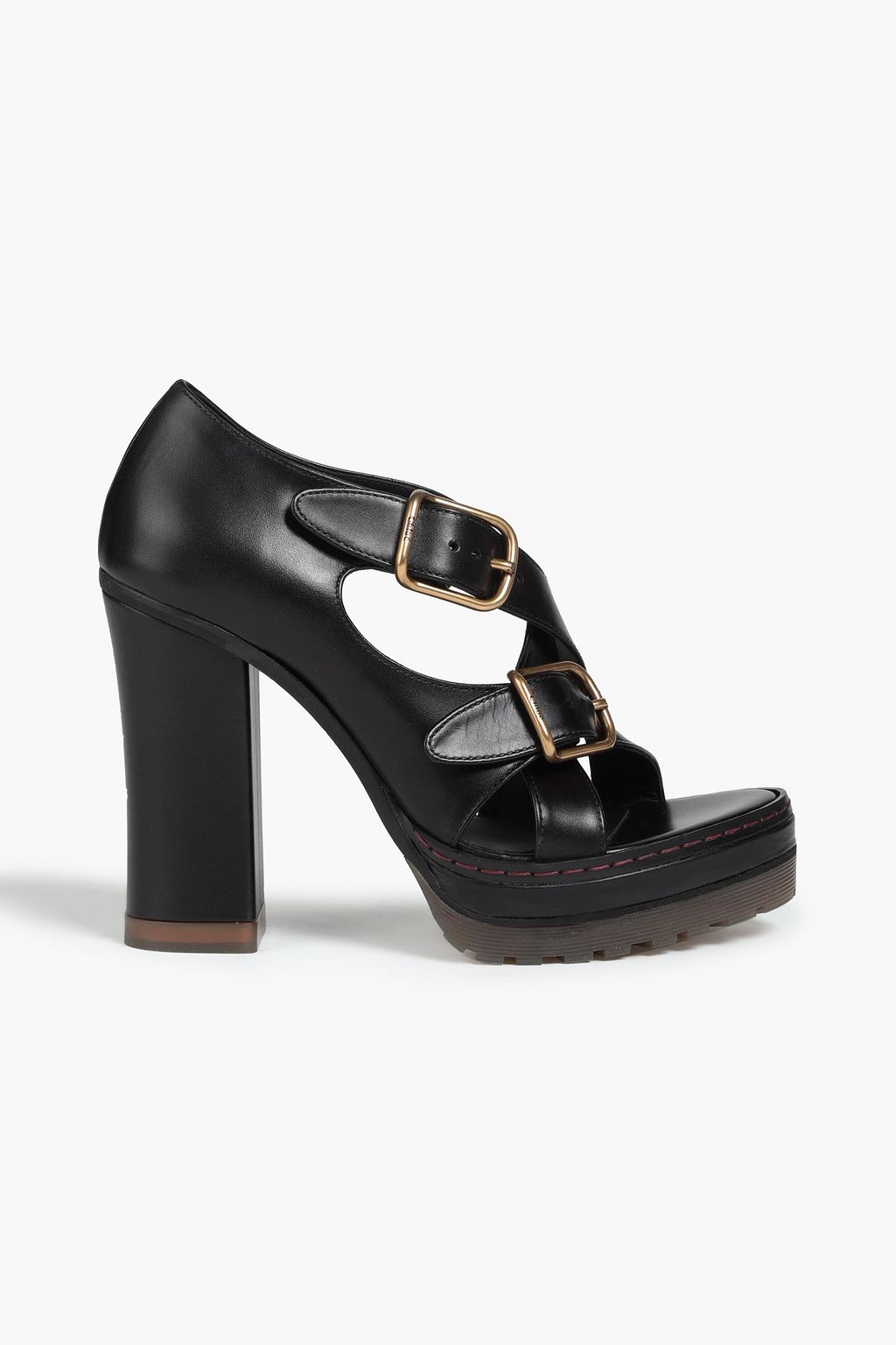 Black Buckle-detailed leather sandals 