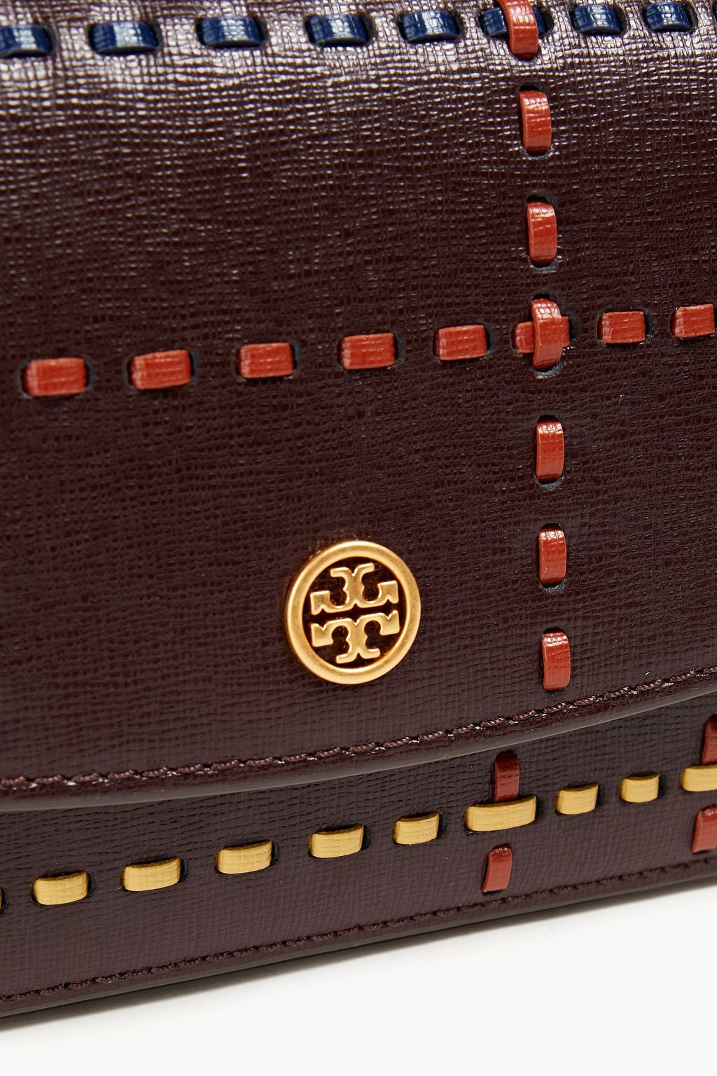 TORY BURCH Robinson whipstitched textured-leather wallet