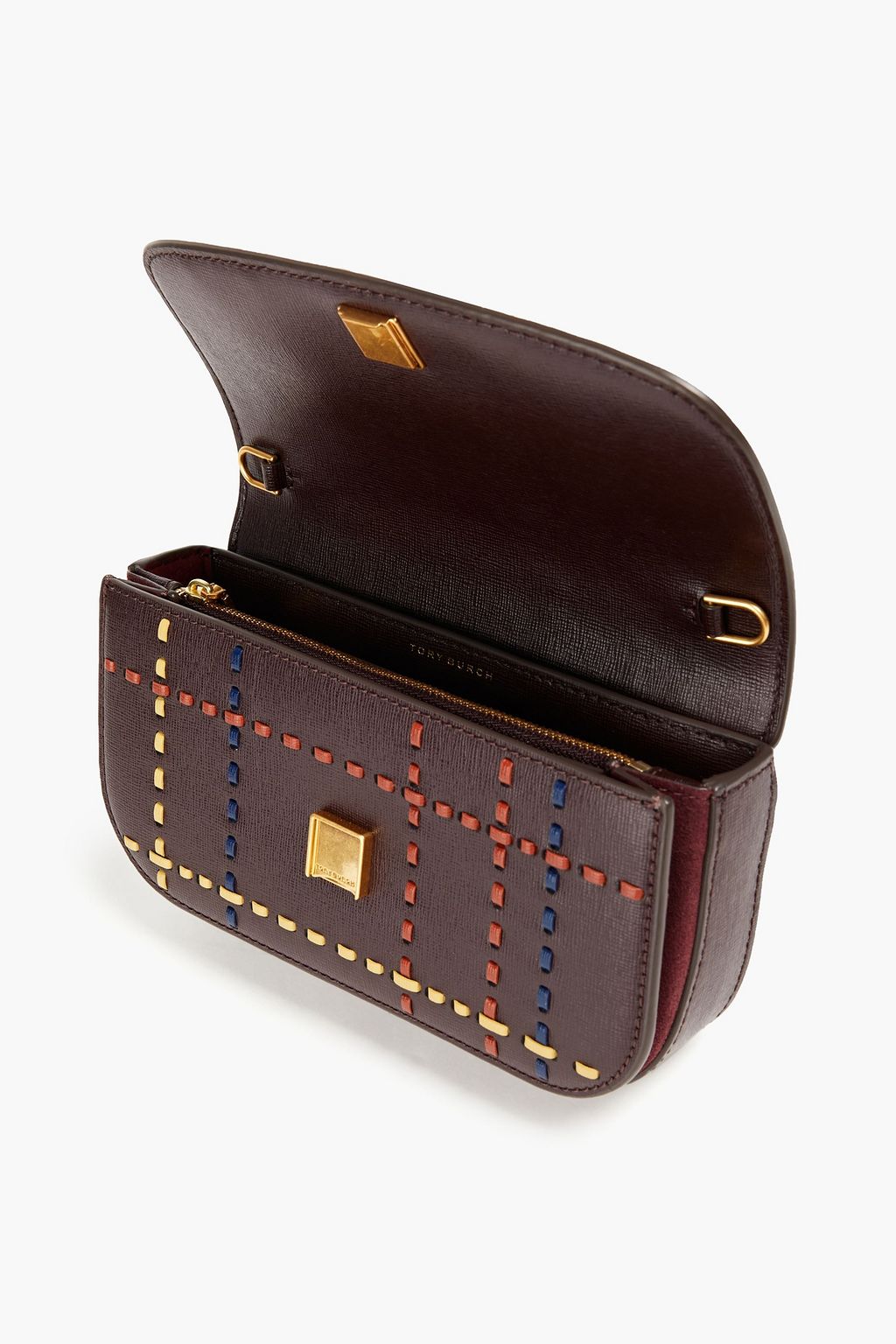 TORY BURCH Robinson whipstitched textured-leather wallet