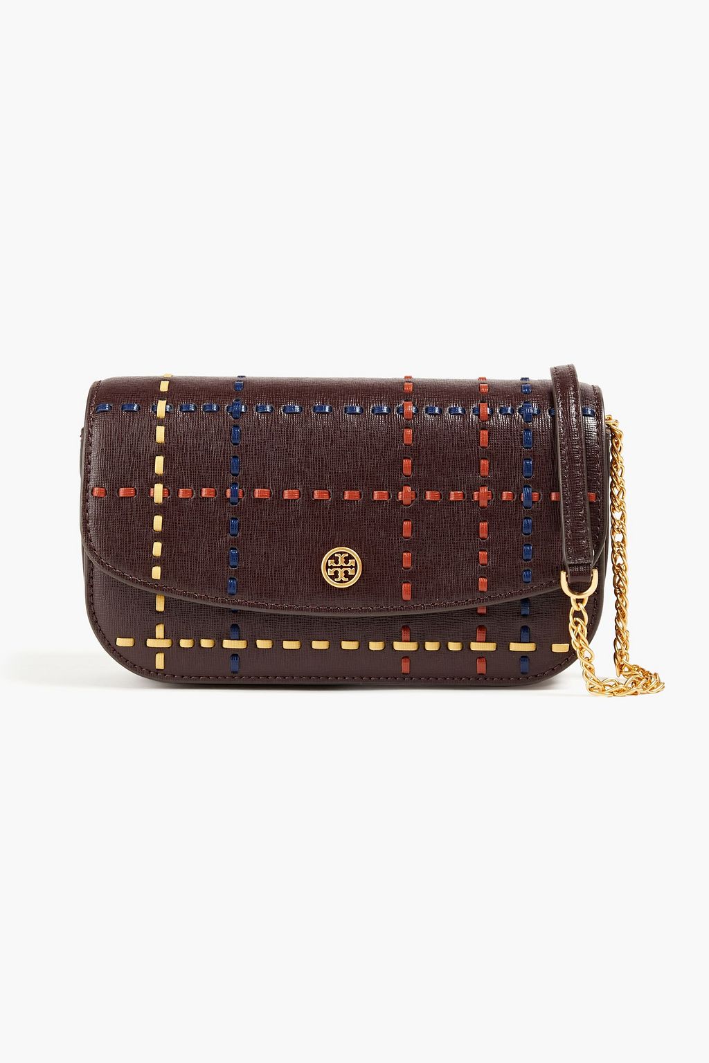 TORY BURCH Robinson whipstitched textured-leather wallet