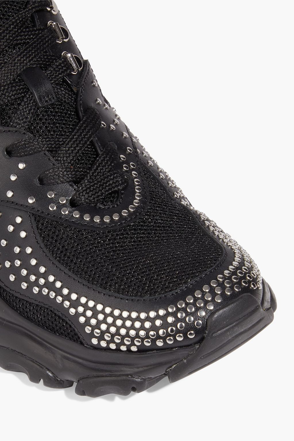 VALENTINO GARAVANI Studded leather and mesh sneakers