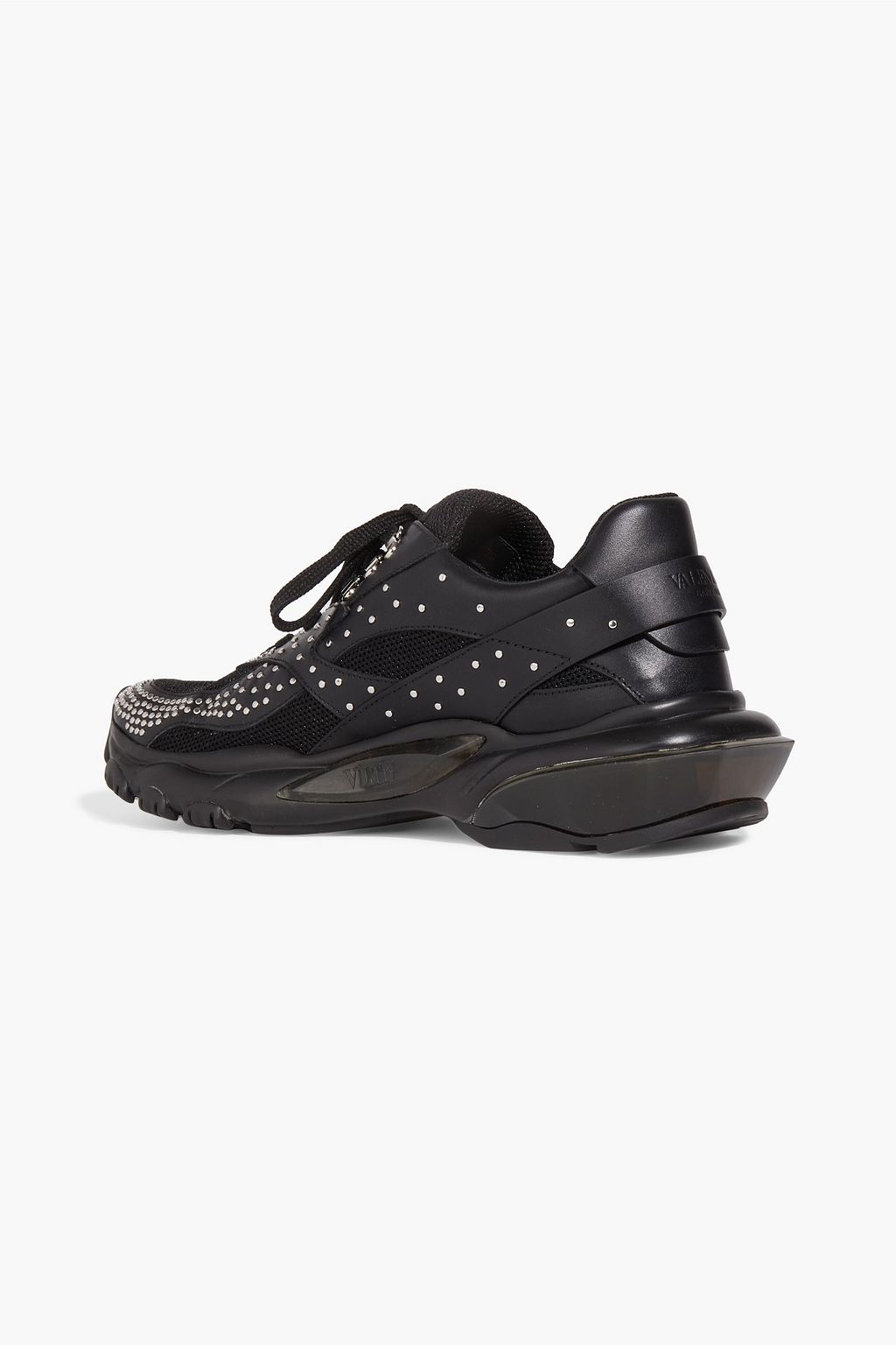 VALENTINO GARAVANI Studded leather and mesh sneakers