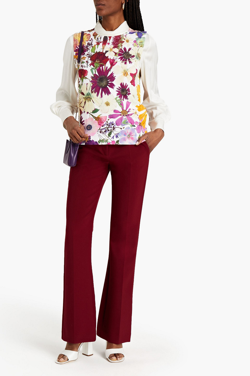 Oscar De La Renta Floral-print Knitted Top In White