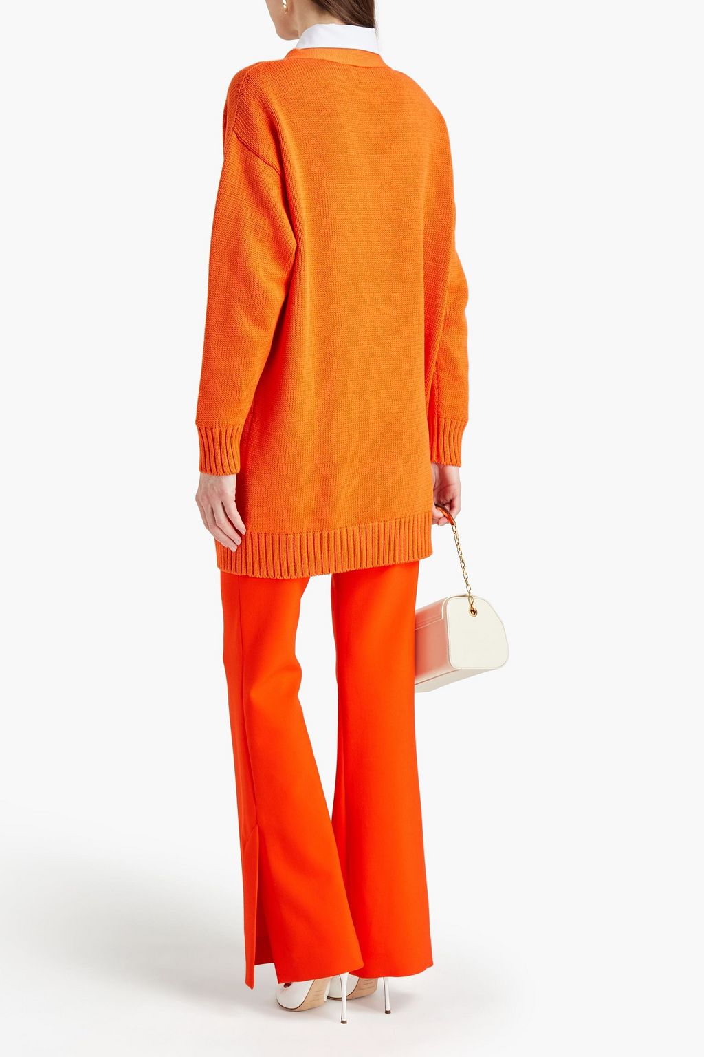 OSCAR DE LA RENTA Oversized button-detailed silk and cotton-blend cardigan