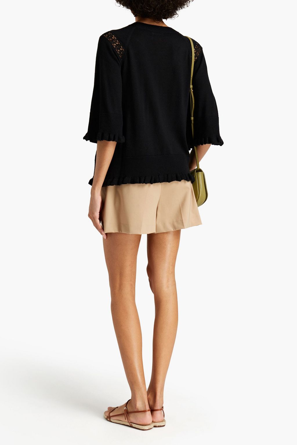 SEE BY CHLOÉ Macramé-trimmed ruffled wool-blend sweater