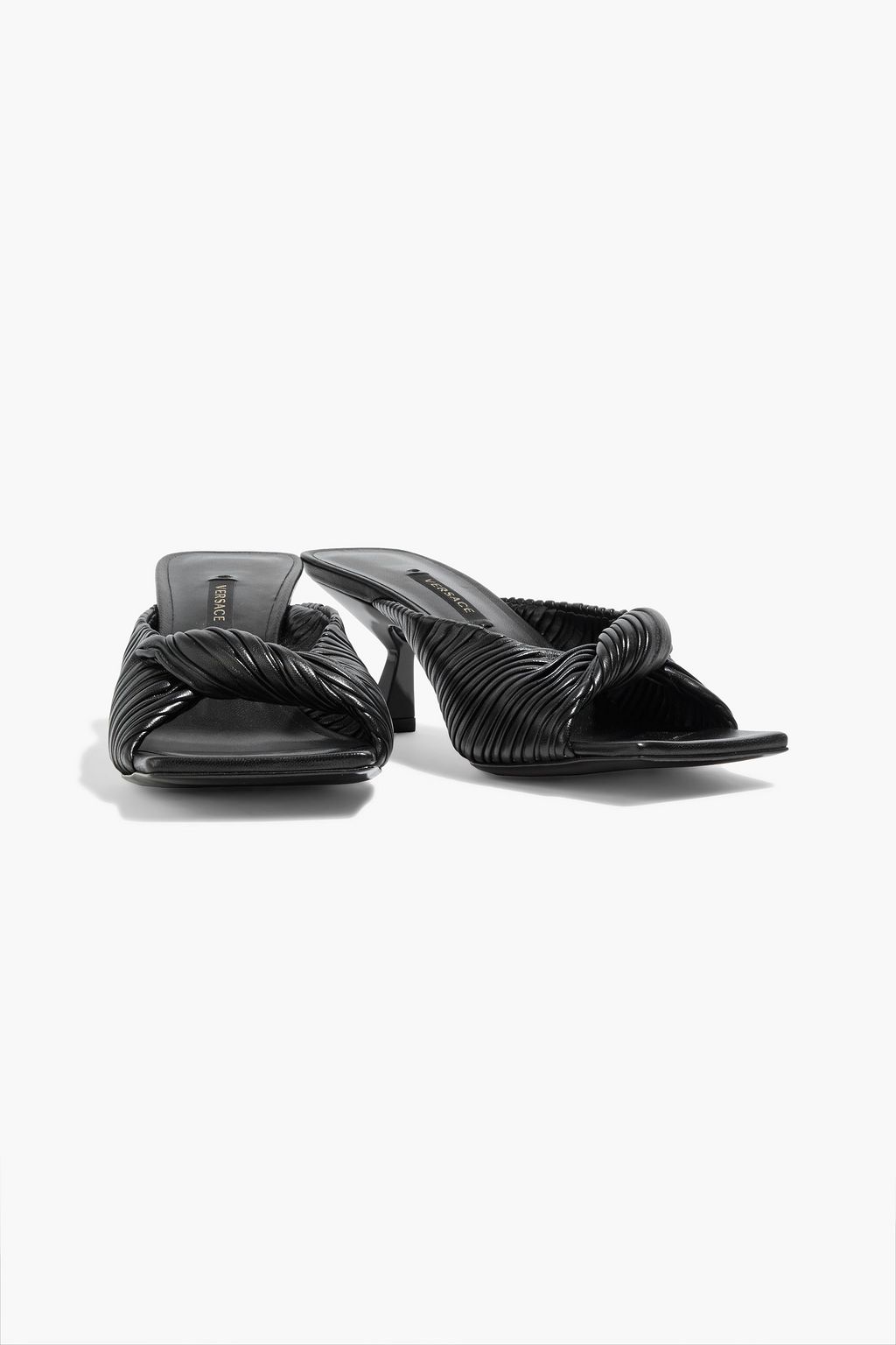 VERSACE Twisted pleated leather mules