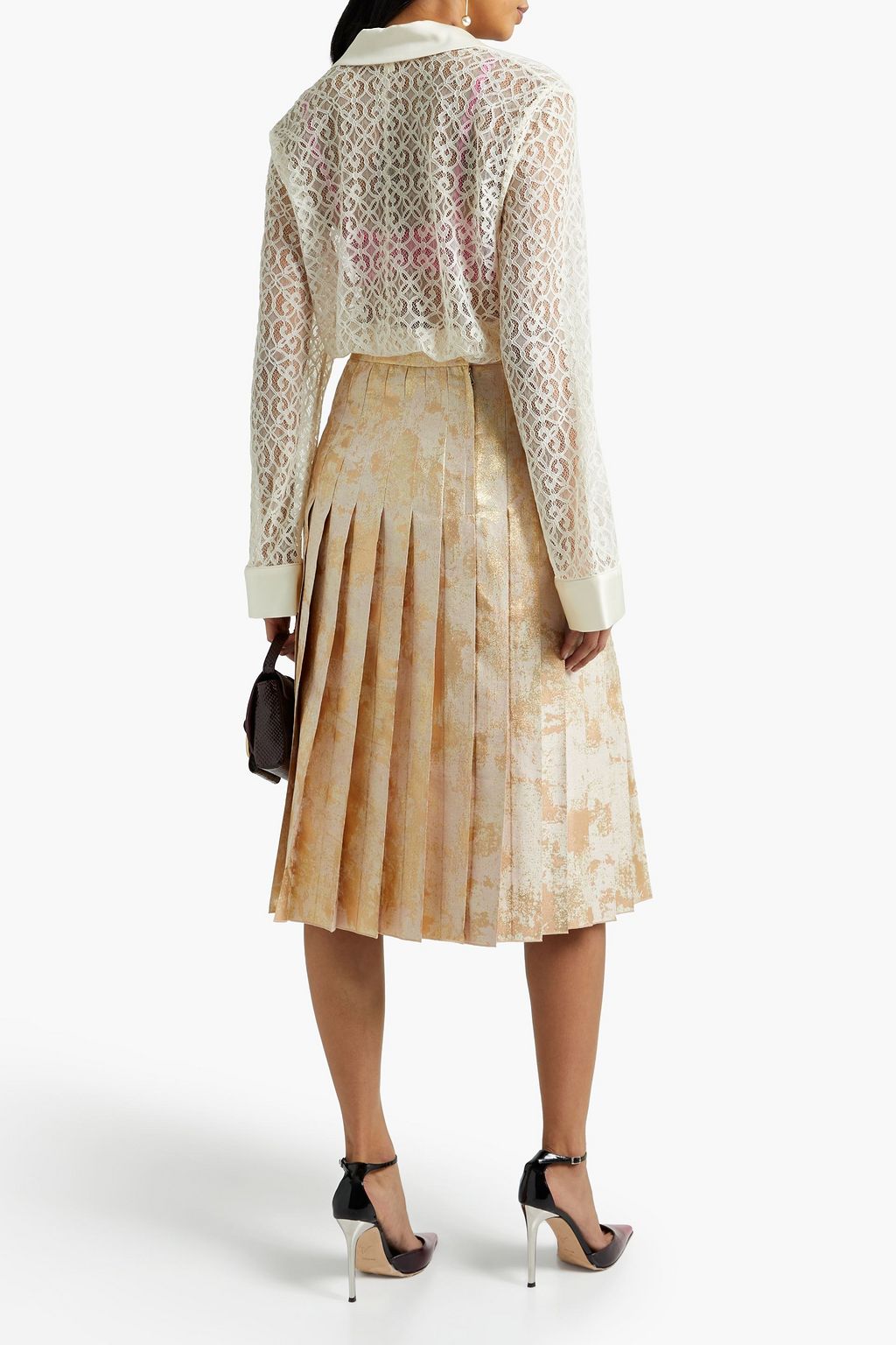 DOLCE&GABBANA Pleated metallic jacquard skirt
