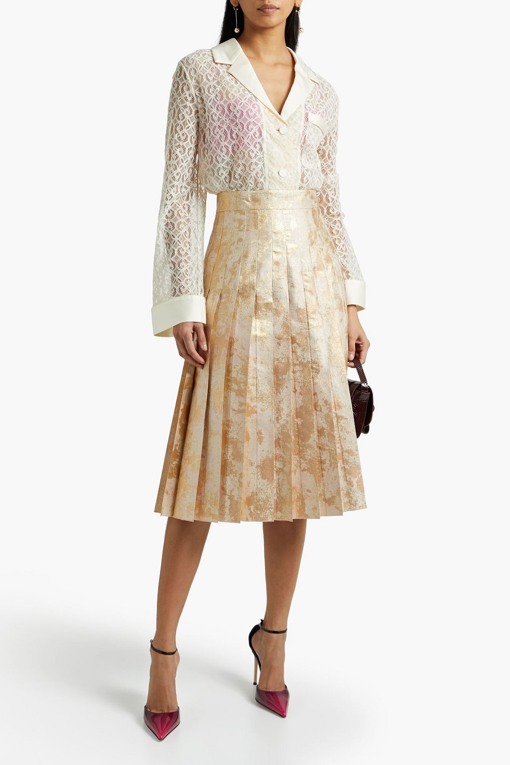 DOLCE&GABBANA Pleated metallic jacquard skirt