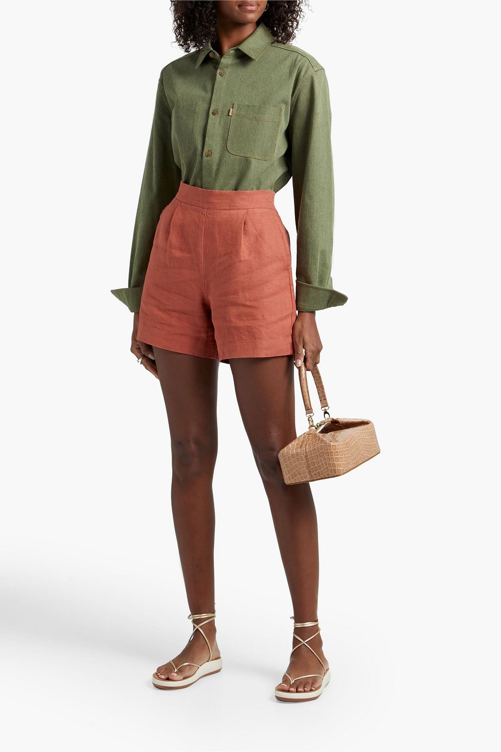 NOBODY DENIM Pleated linen shorts THE