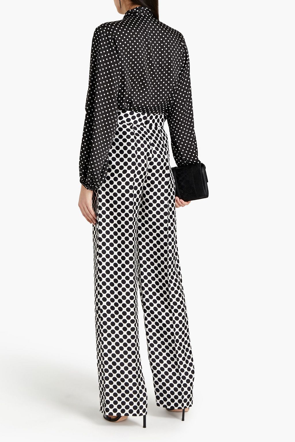 ALEXANDRE VAUTHIER Pussy-bow polka-dot satin-twill blouse