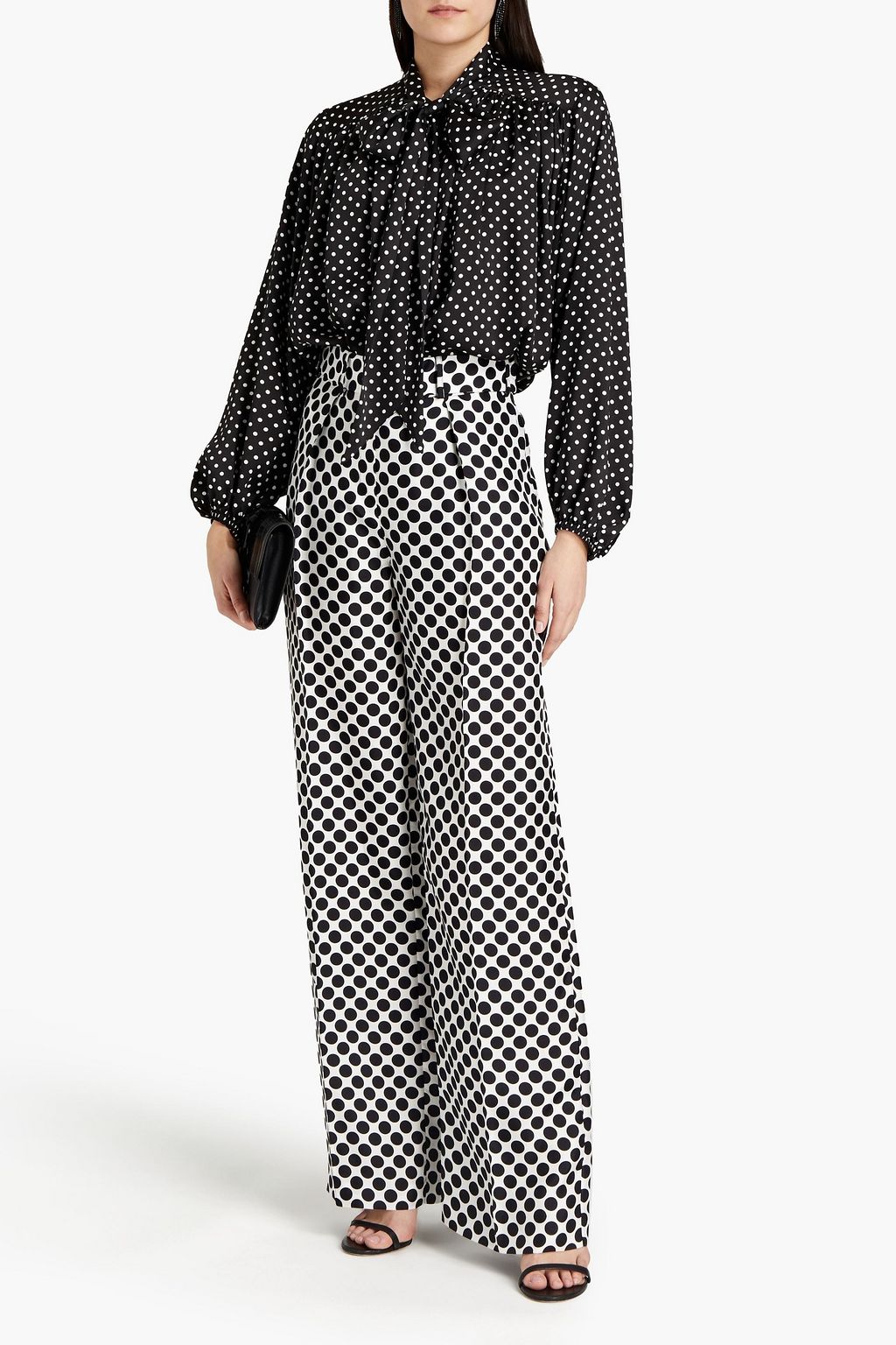 ALEXANDRE VAUTHIER Pussy-bow polka-dot satin-twill blouse