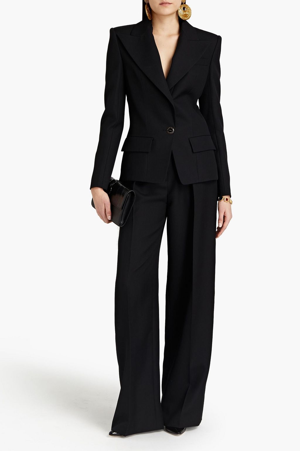 ALEXANDRE VAUTHIER Satin-trimmed wool wide-leg pants