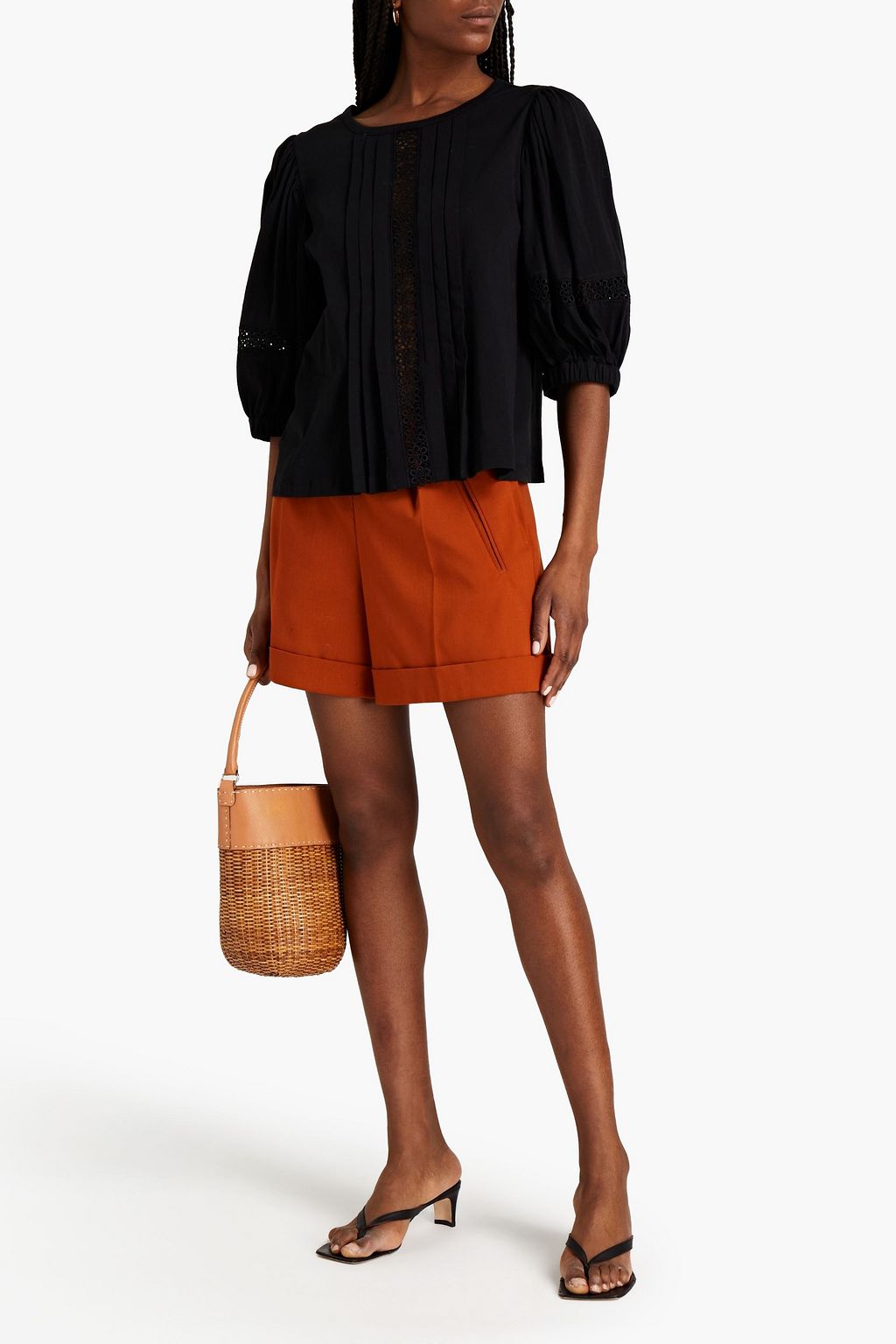 SEE BY CHLOÉ Pleated organic cotton-jersey top