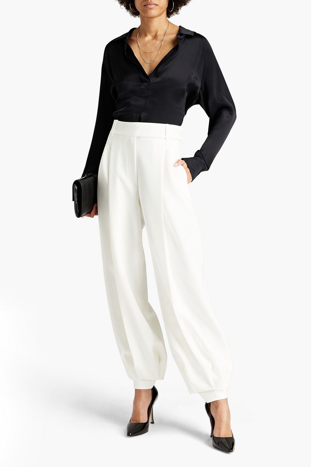 ALEXANDRE VAUTHIER Pleated crepe tapered pants