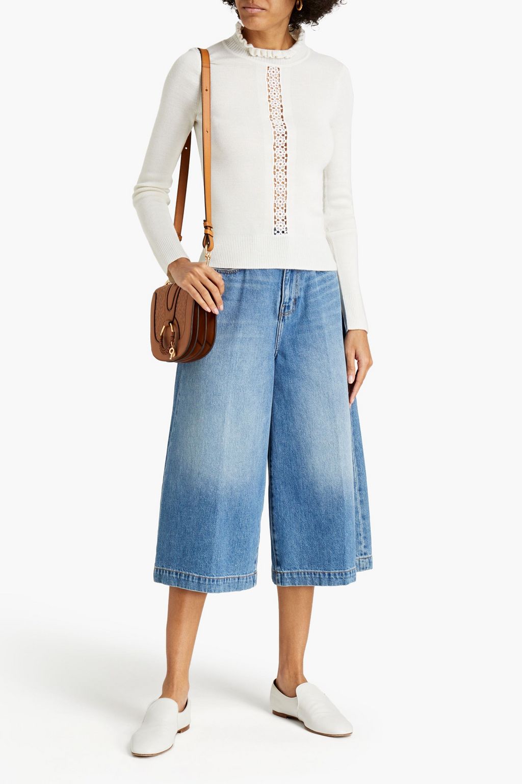 SEE BY CHLOÉ Macramé-trimmed wool-blend turtleneck sweater